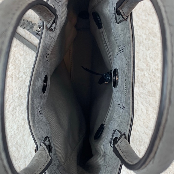 Rebecca Minkoff Womens Gray Chain Tote Crossbody Genuine Leather Crocodile Hobo - Picture 7 of 8